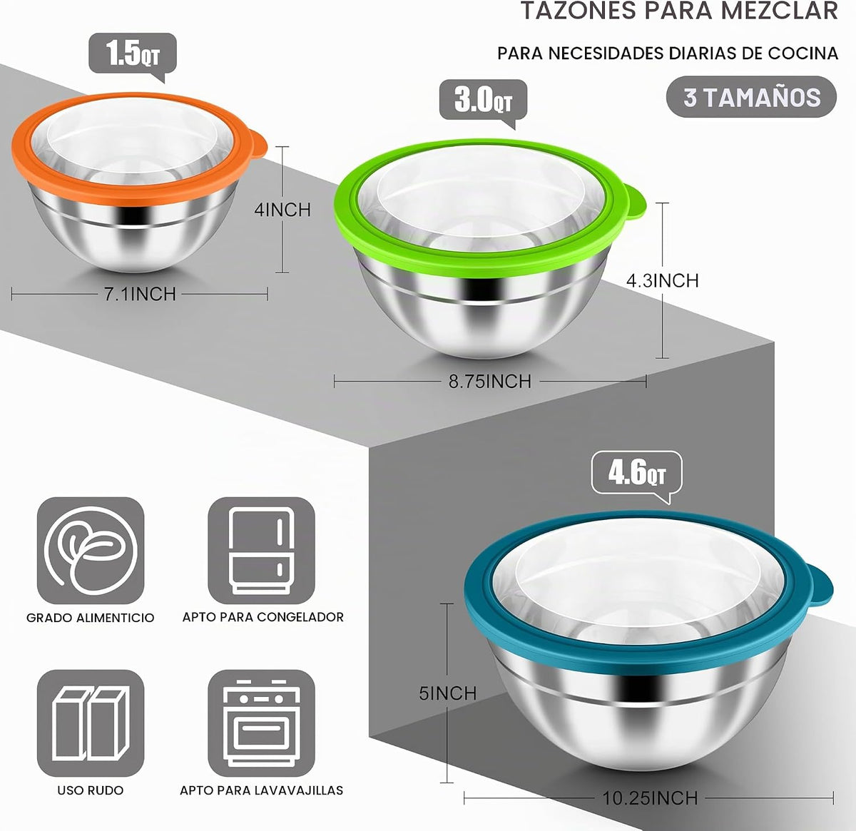 HaWare Juego de cuencos para mezclar con tapas herméticas transpare...