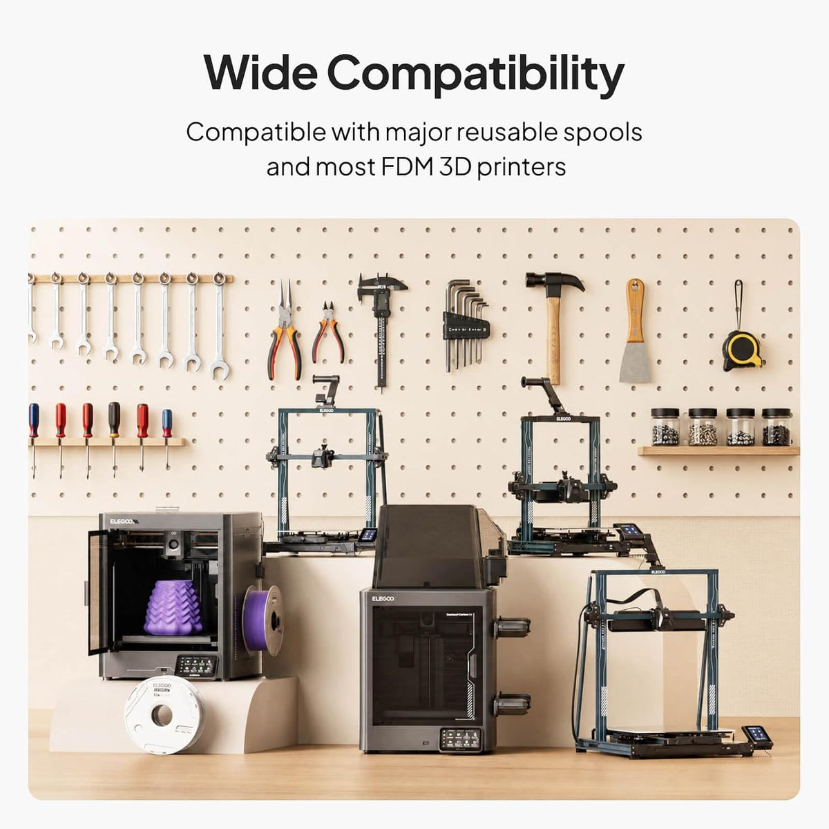 ELEGOO Filamento de impresora 3D PLA mate con carrete reutilizable,...