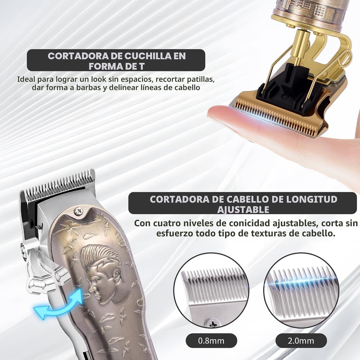 Juego de cortapelos profesional, cortapelos para hombres, recortado...