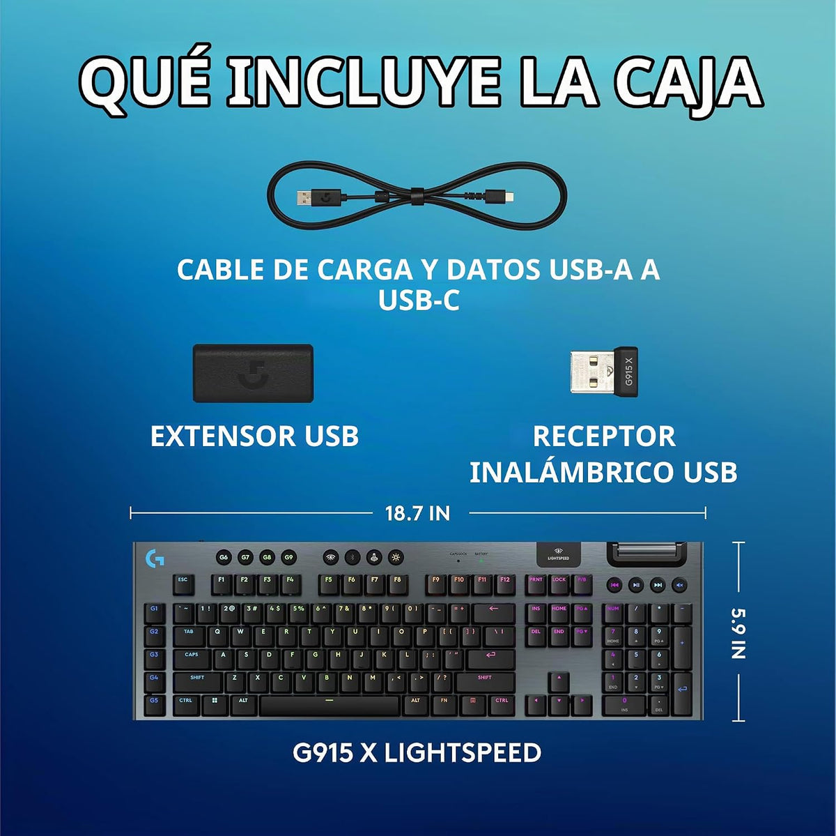 Logitech G915 X Lightspeed Teclado inalámbrico para juegos (Clicky)...