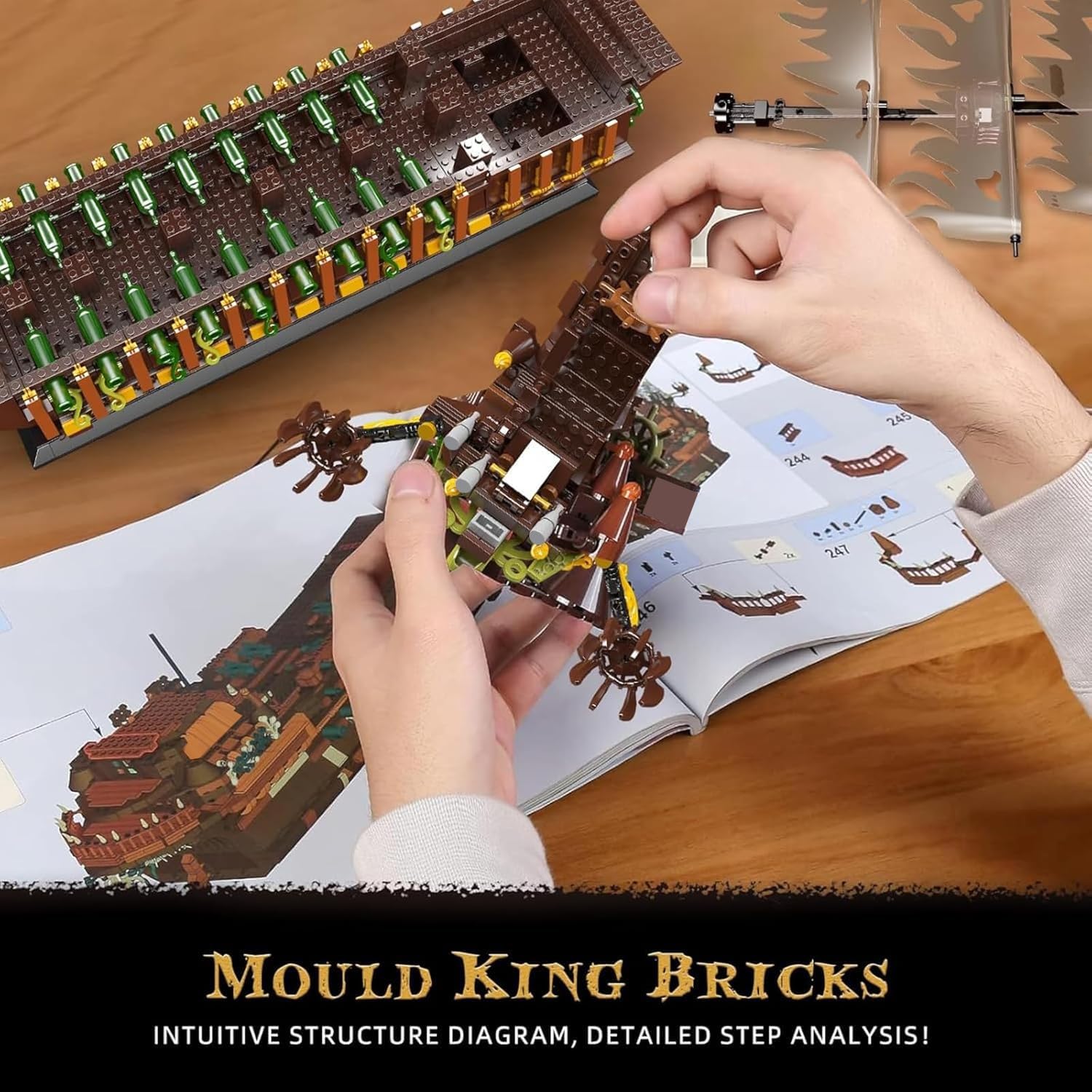 Mold King Kits de bloques de construcción de modelo de barco pirata...