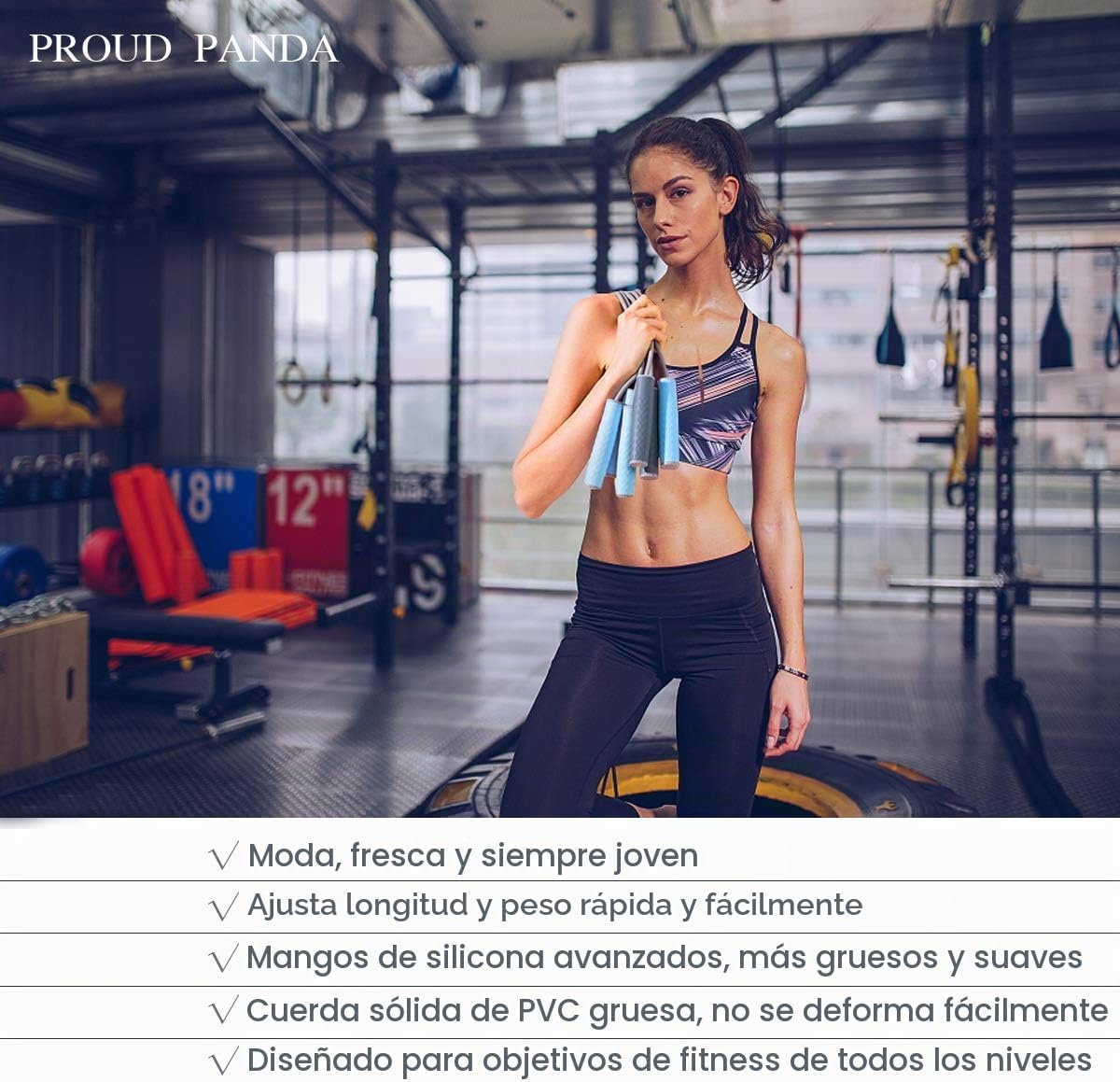 Cuerda de saltar con peso de 1LB - Cuerda de saltar profesional con...