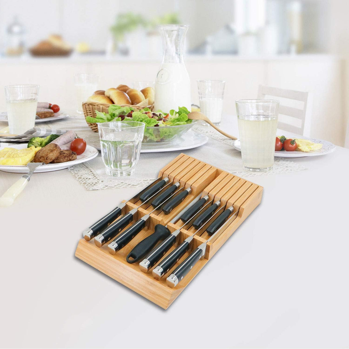Utoplike - Bloque de cuchillos de bambú para cajones de cocina, org...