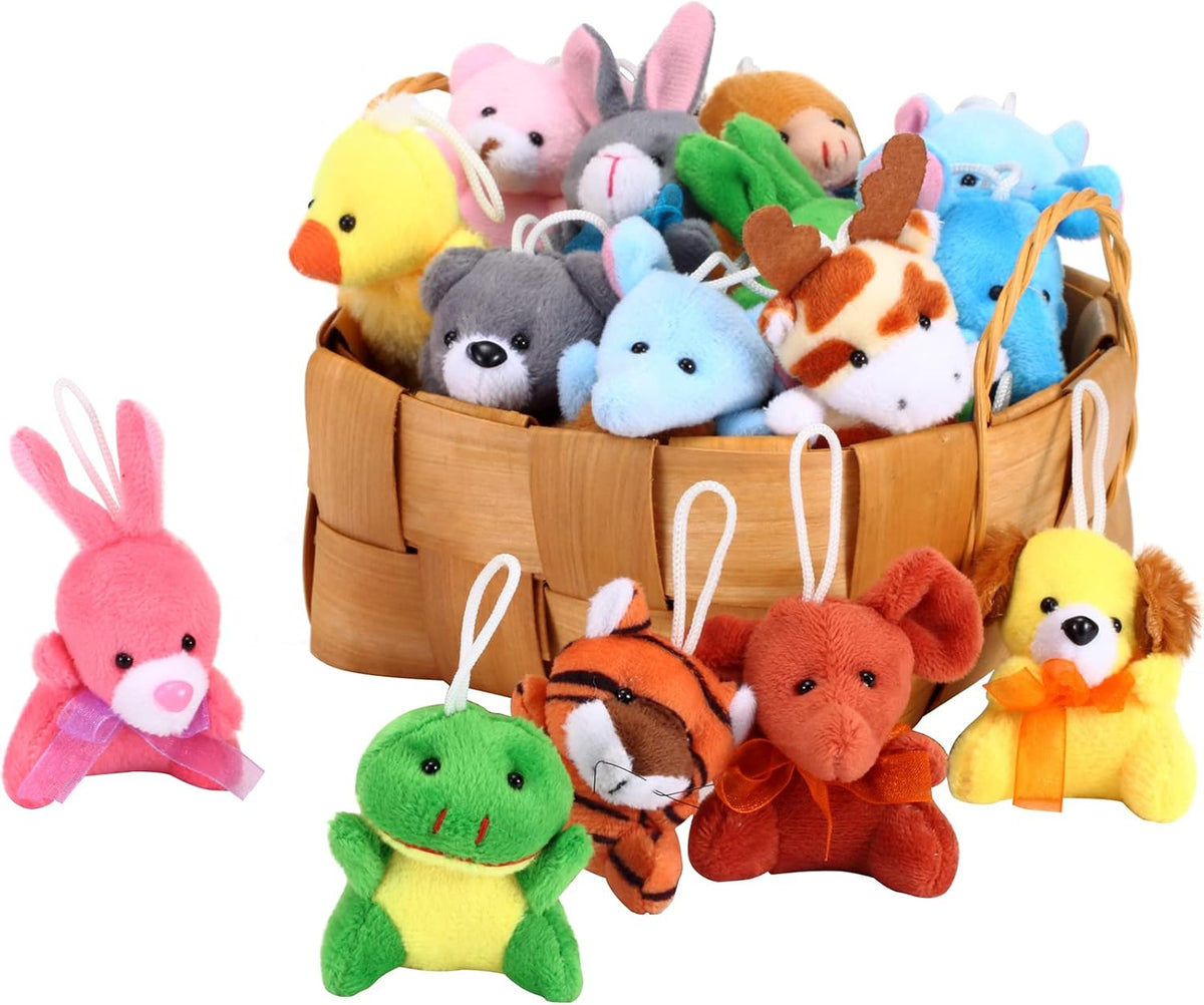 Axbotoy Juego de 48 juguetes de animales de peluche, llavero pequeñ...