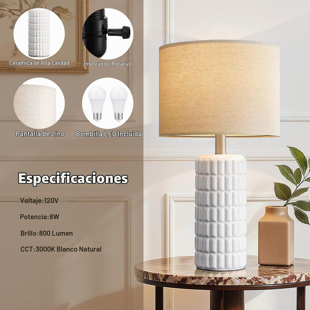 Seealle Juego de 2 lámparas de mesa de cerámica modernas de 58 cm -...