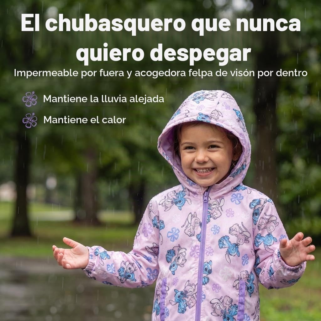 Disney Lilo &amp; Stitch - Chaqueta impermeable con cremallera para...