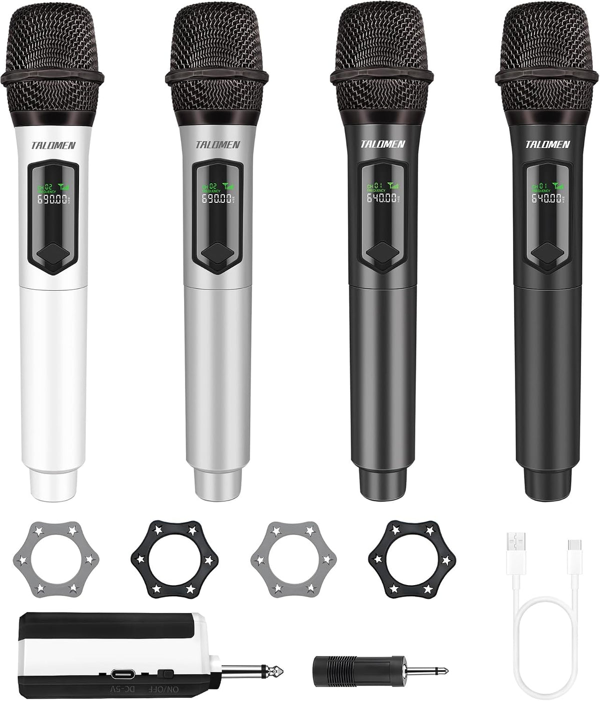 talomen Micrófonos inalámbricos para karaoke, micrófono recargable,...