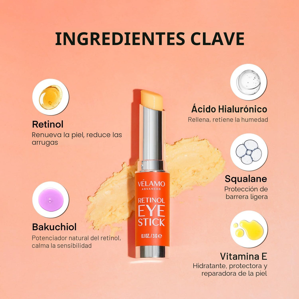 VELAMO ADVANCED Retinol Eye Stick: bálsamo renovador y reafirmante...