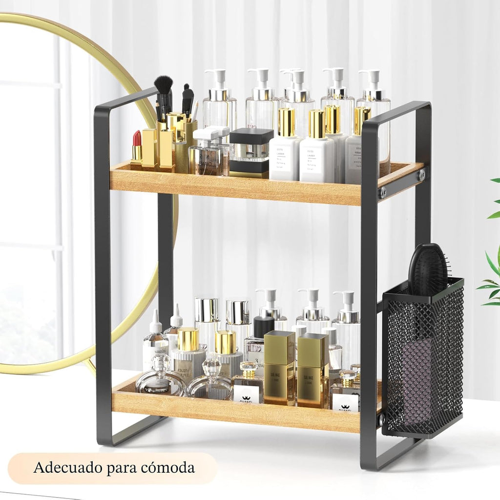 LEMIKKLE Organizador de mostrador de baño con cesta, organizadores...