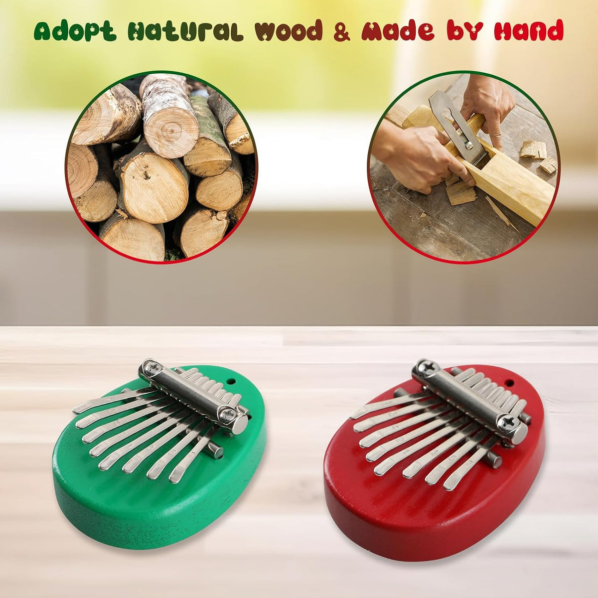 EASTROCK Mini kalimba de 8 teclas, piano de pulgar con colgante acc...