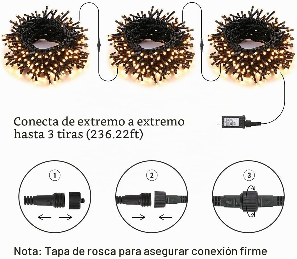 Brizled Luces de Navidad para exteriores, 78.74 pies, 240 luces LED...