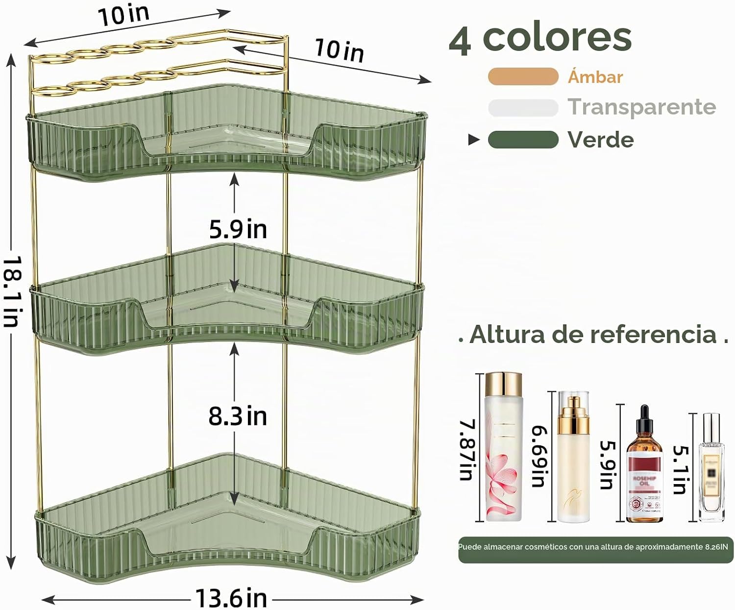 BEFSOP Organizador esquinero de baño, organizador de maquillaje mej...