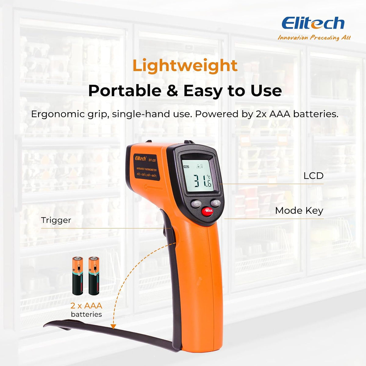 Elitech Pistola de temperatura láser, termómetro infrarrojo digital...
