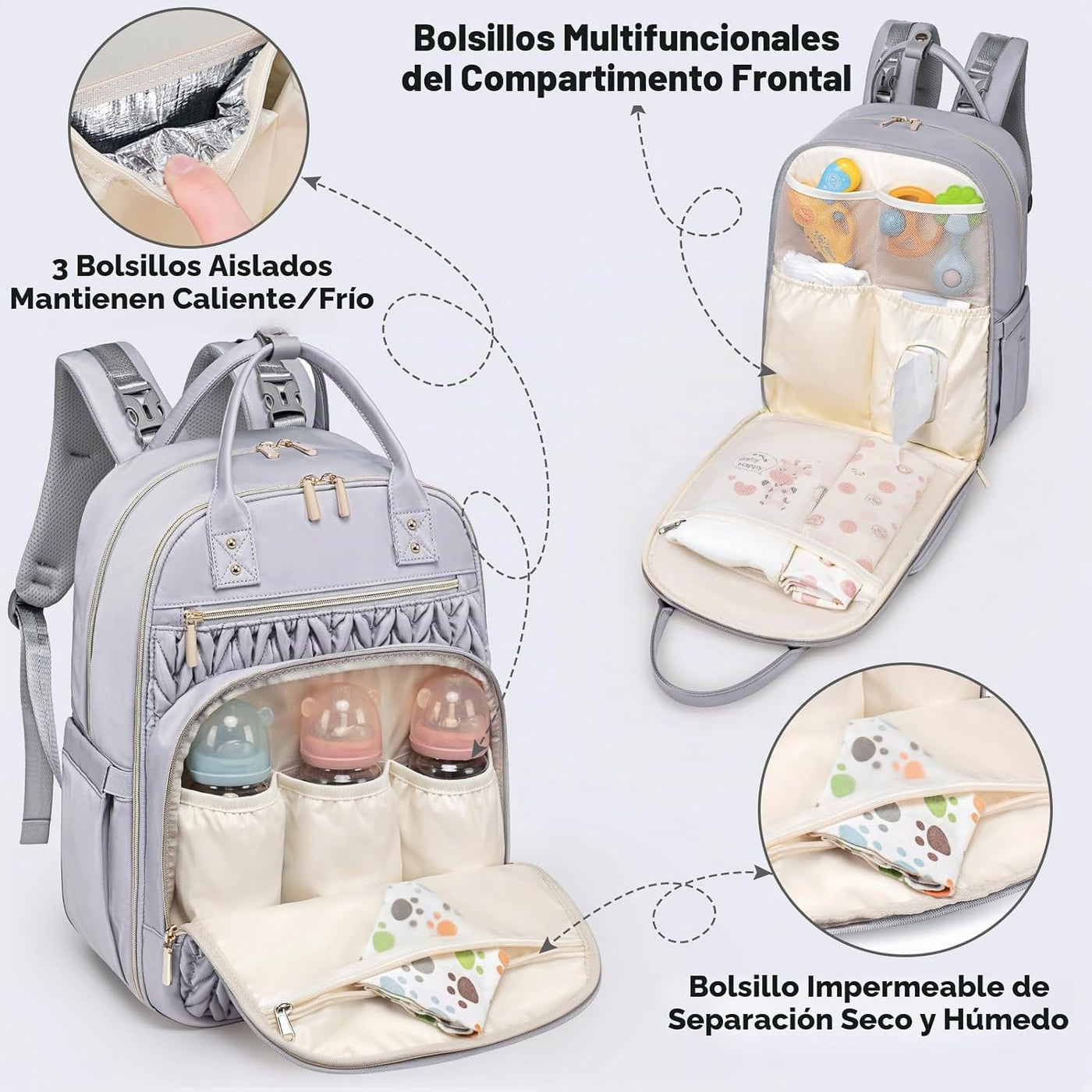 Tealari Mochila para pañales, elegante bolsa de pañales para bebé,...