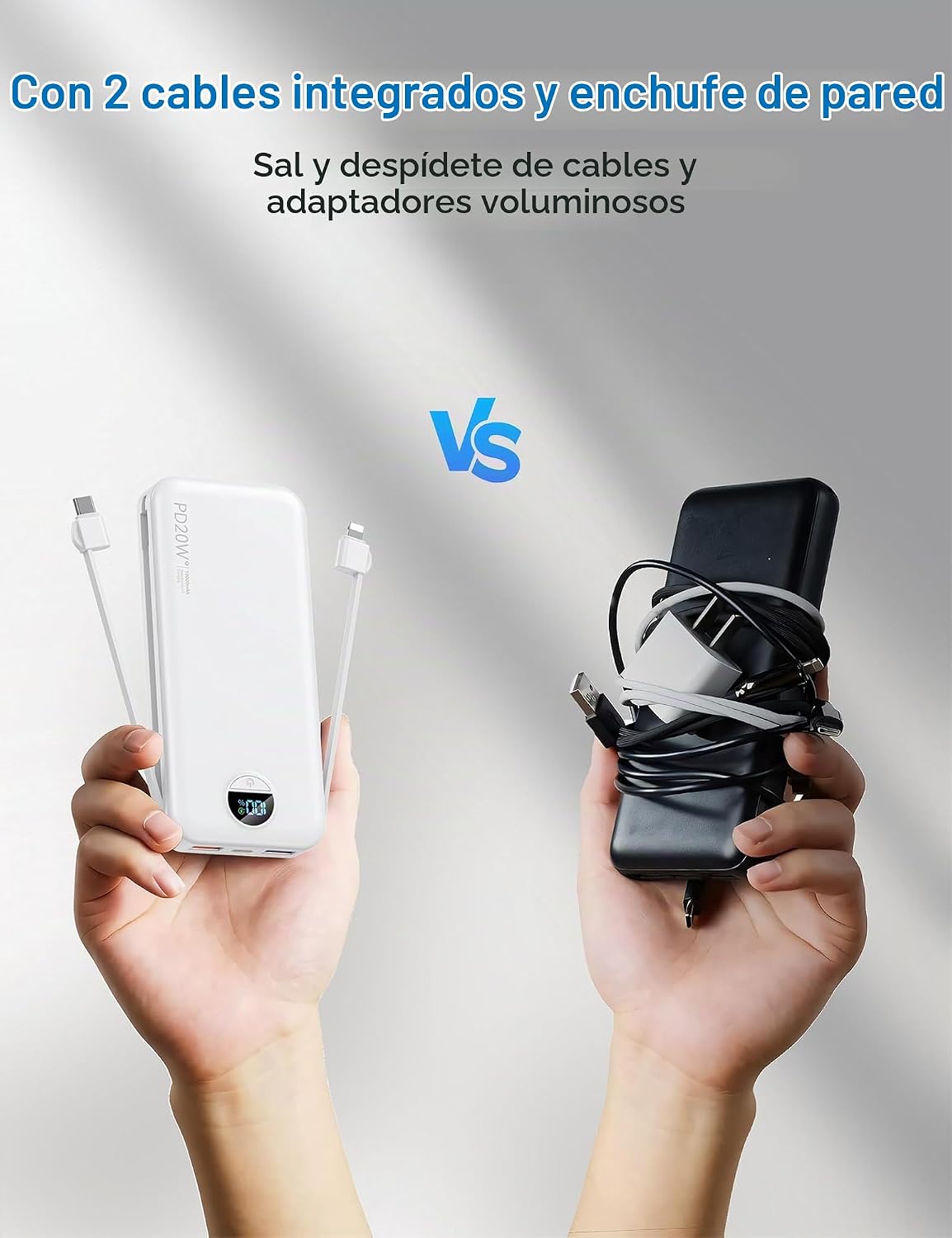 Ffnpua Cargador portátil Power Bank 10000mAh PD20W con cables incor...