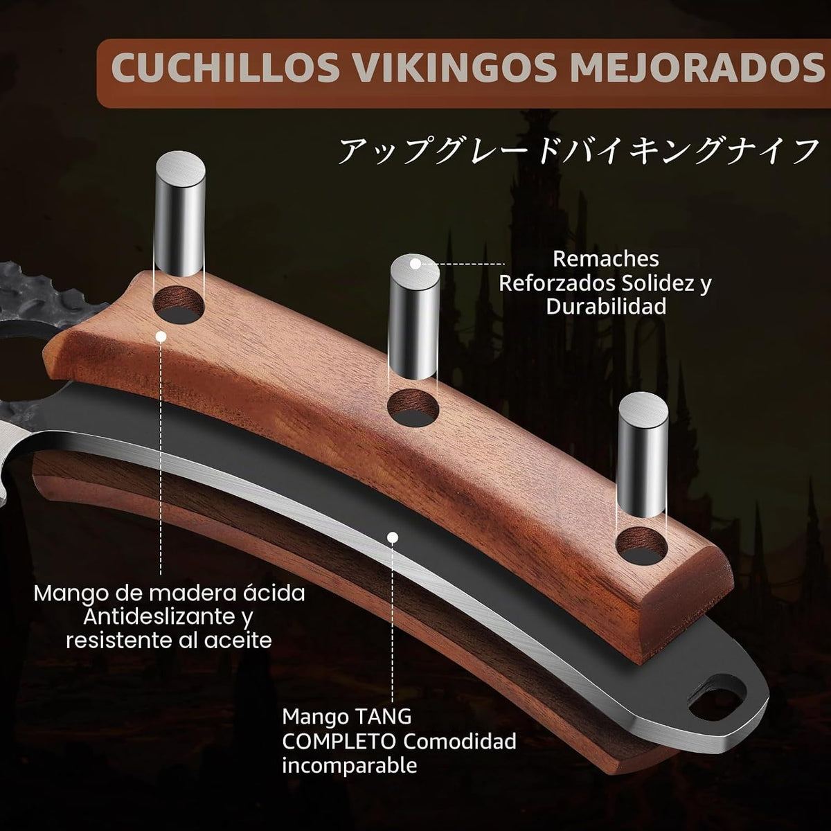 Huusk Cuchillo vikingo con funda de cuero, cuchillos de carnicero d...