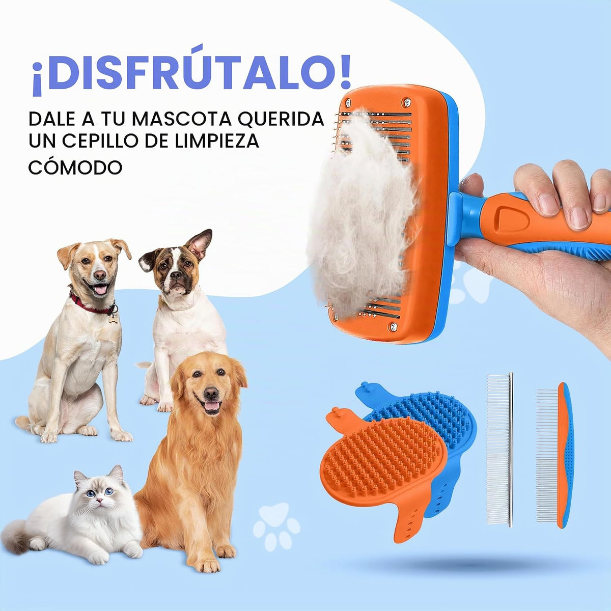 Cepillo de limpieza autolimpiante, kit profesional 5 en 1 de aseo d...