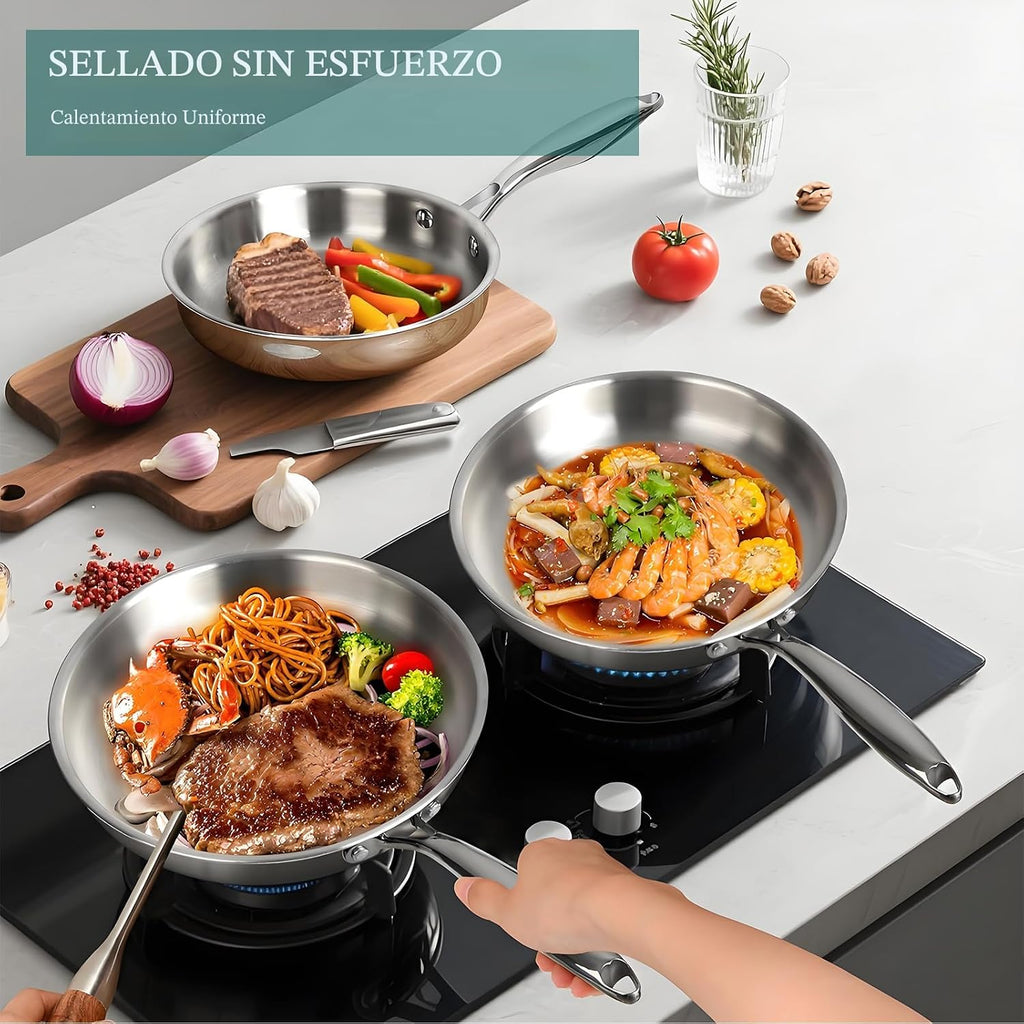 EWFEN Juego de ollas y sartenes, juego de utensilios de cocina de a...