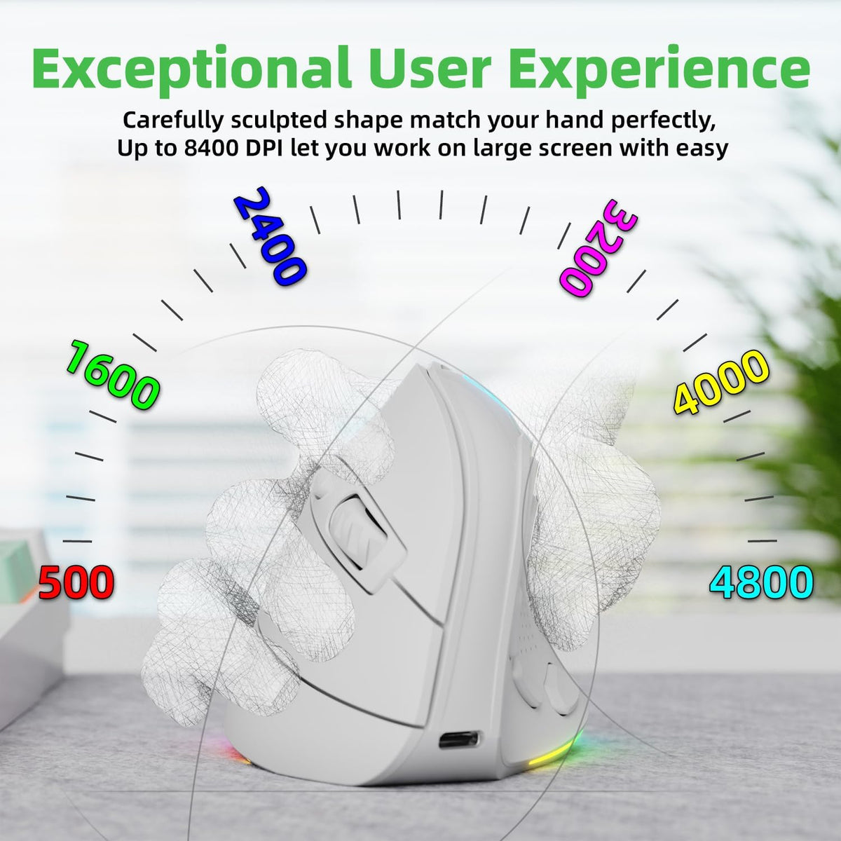 IFYOO Ratón ergonómico vertical inalámbrico recargable RGB de 2.4G...