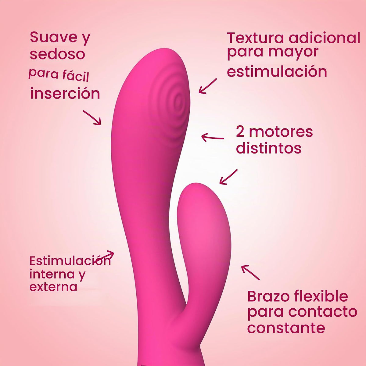 plusOne Masajeador personal con doble vibrador de conejo, 10 ajuste...