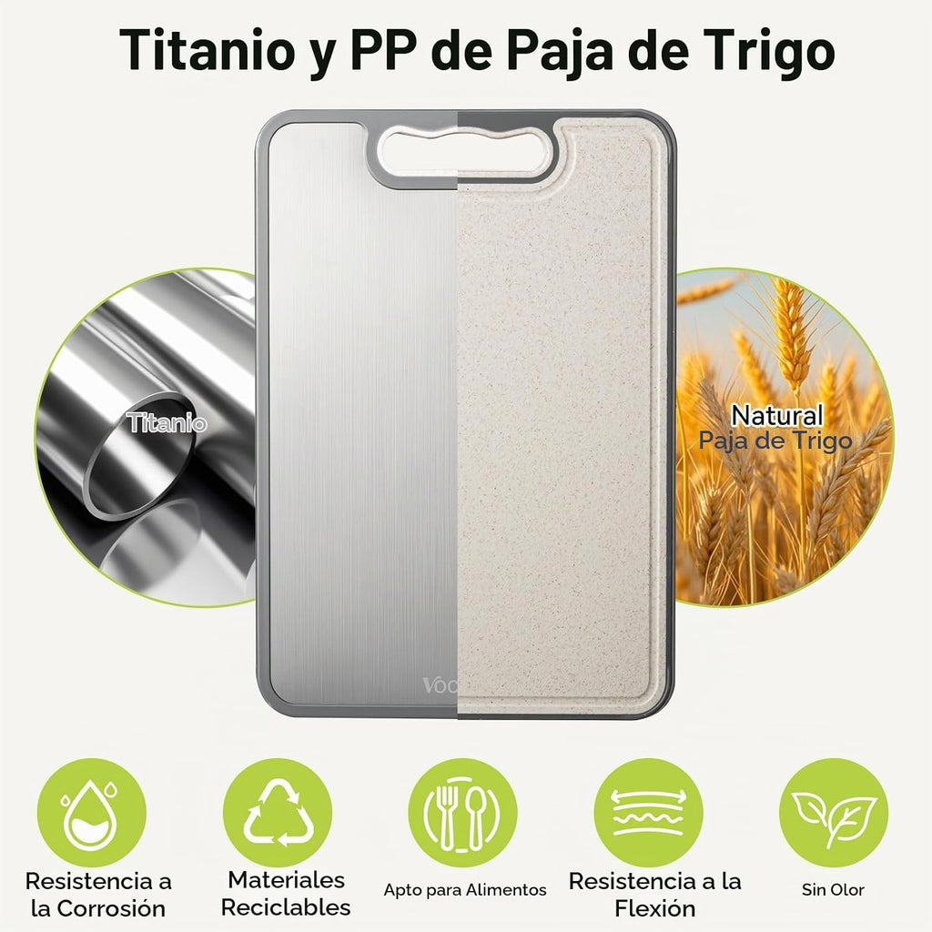 Vocvee Tabla de cortar de titanio de 2 piezas, tabla de cortar de d...