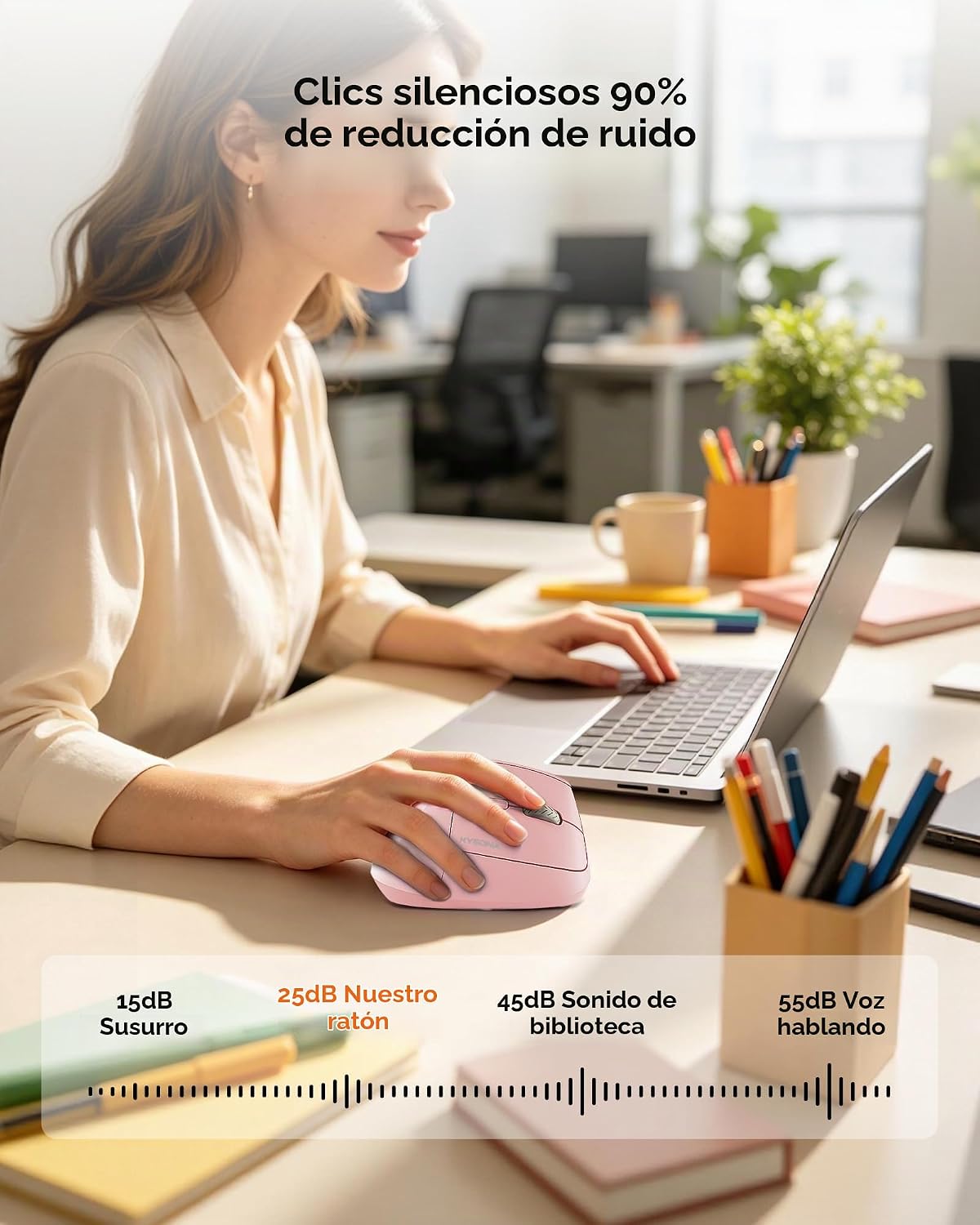 KYSONA Ratón de torre inalámbrico ergonómico de 57°, mouse Ergo sil...
