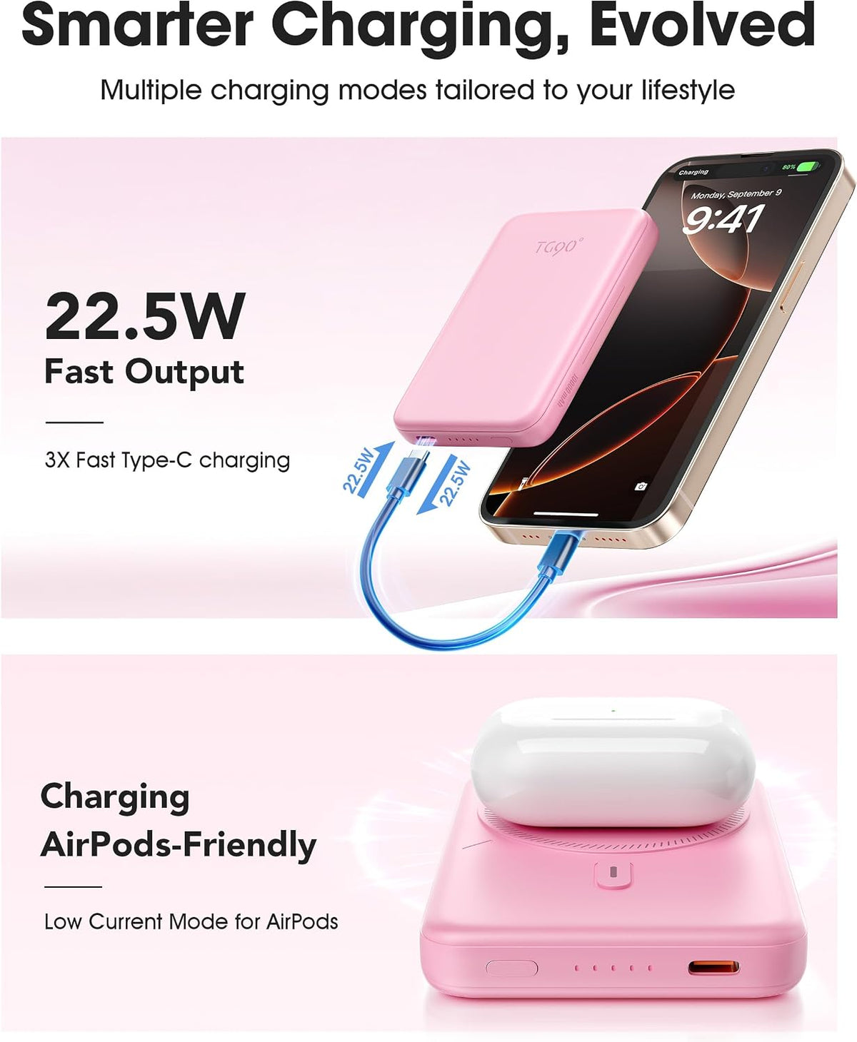 TG90° Mini banco de energía magnética,Cargador portátil Magsafe de...