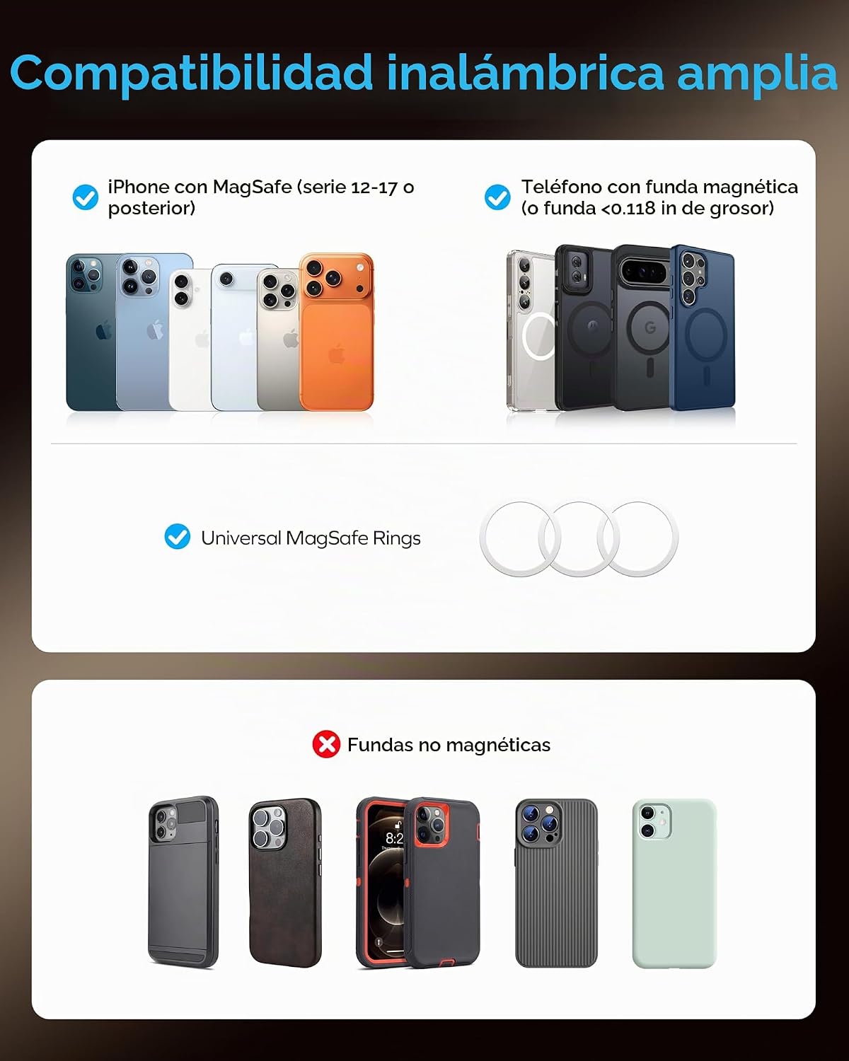 MOMAX Banco inalámbrico magnético del poder, 10000mAh delgado 0,5&#...