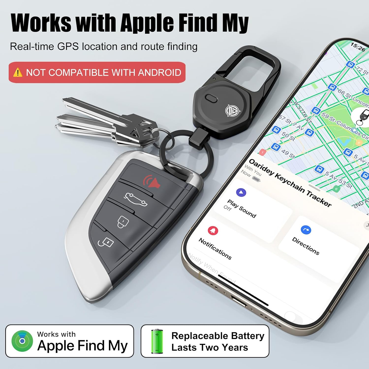 Oaridey Llavero, funciona con Apple Find My, llavero de coche con m...