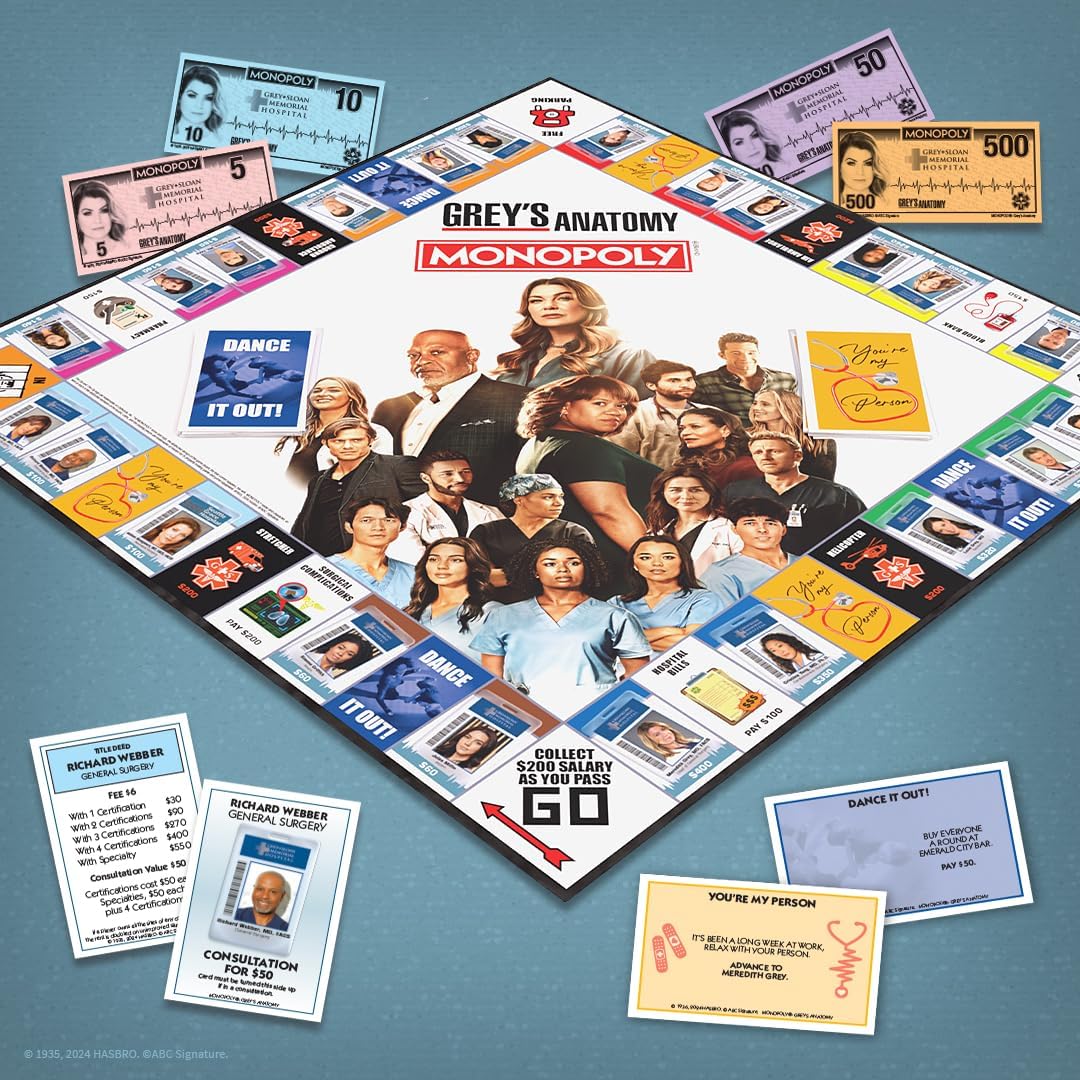 Monopoly: Grey"s Anatomy - Juego de mesa | Con ferry, portapape...