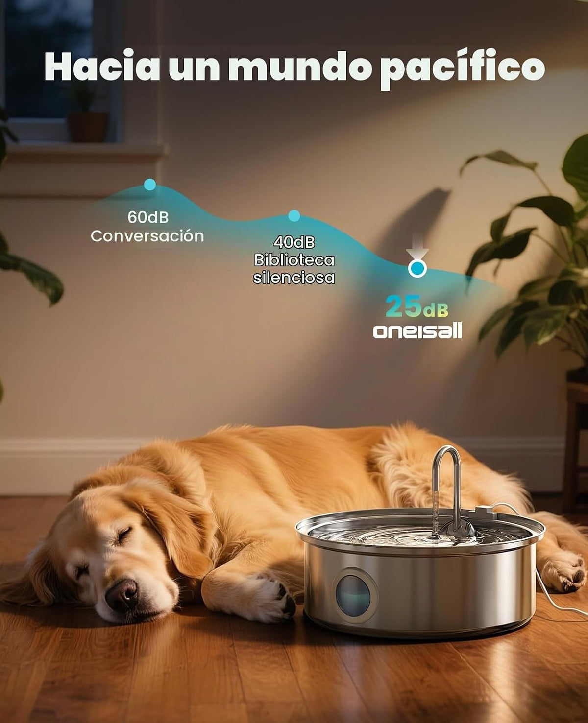 Fuente de agua para perros Oneisall PWF002 con 1 filtro | Acero ino...