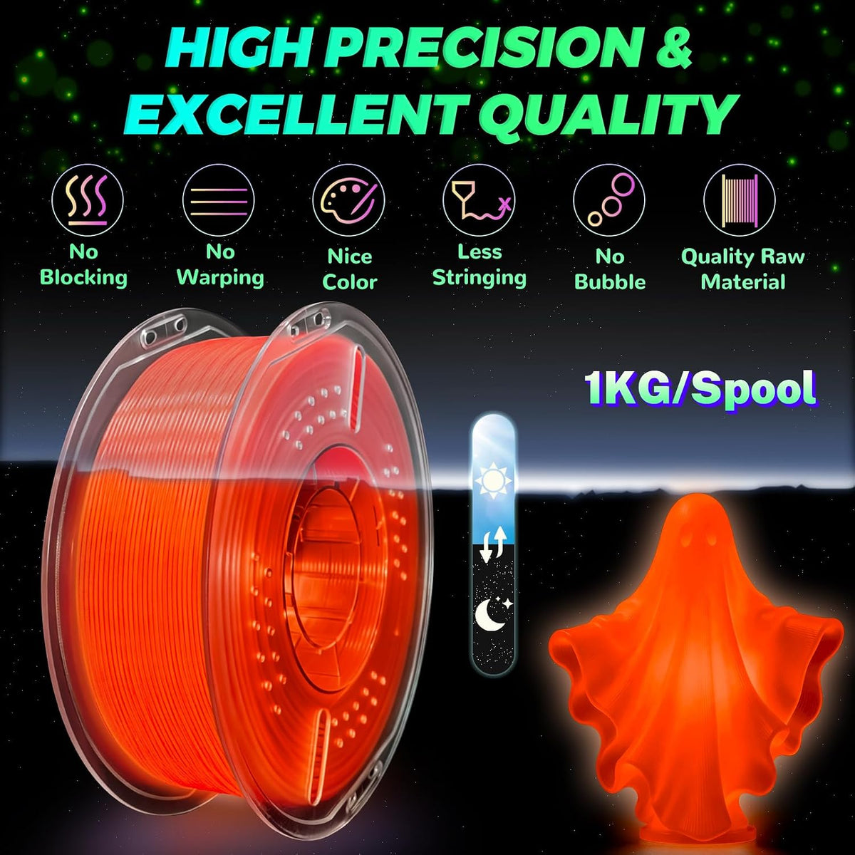 Colourbing Filamento PLA + que brilla en la oscuridad de 0.069 pulg...