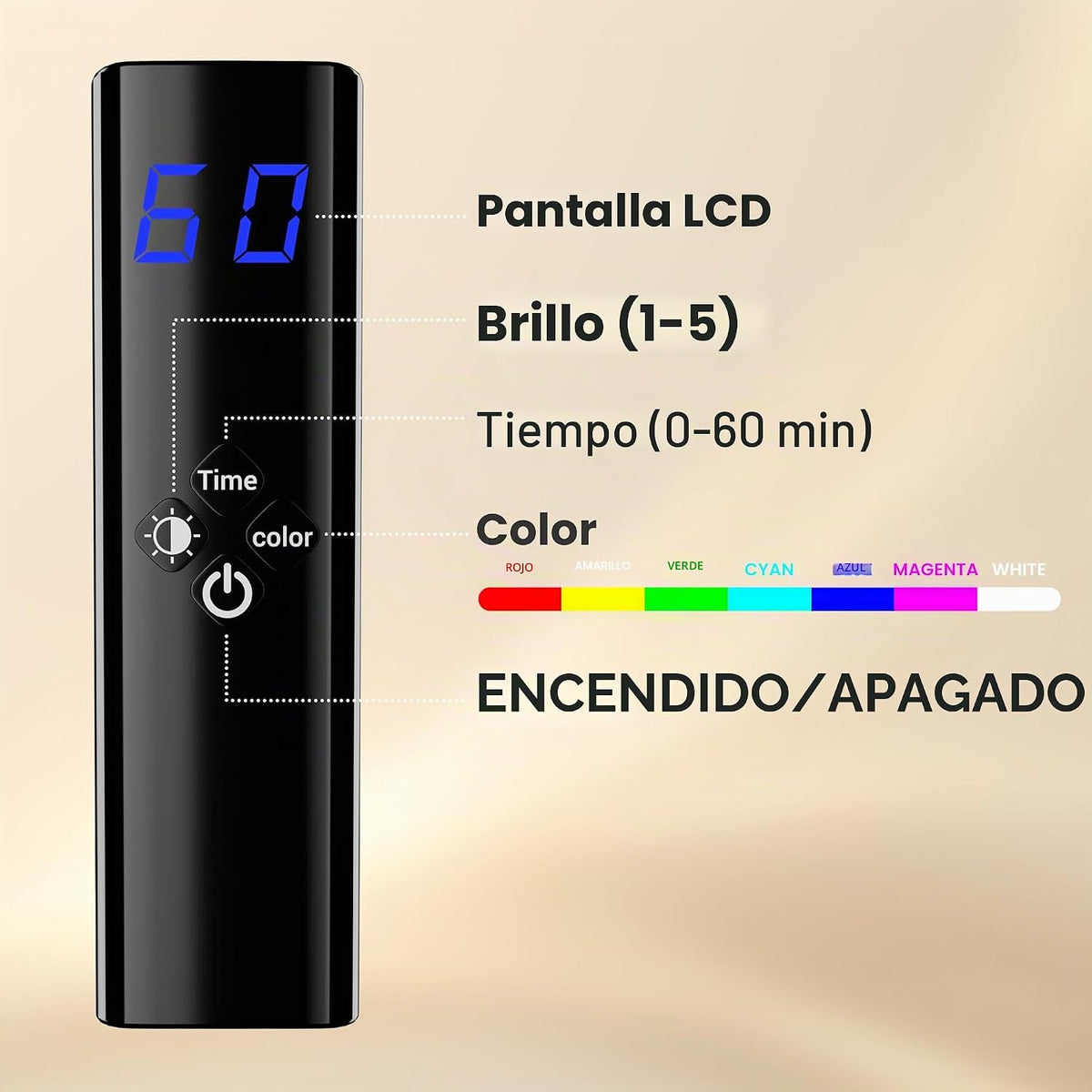 gelpal Máscara facial LED de 7 a 1 colores para el cuidado de la pi...
