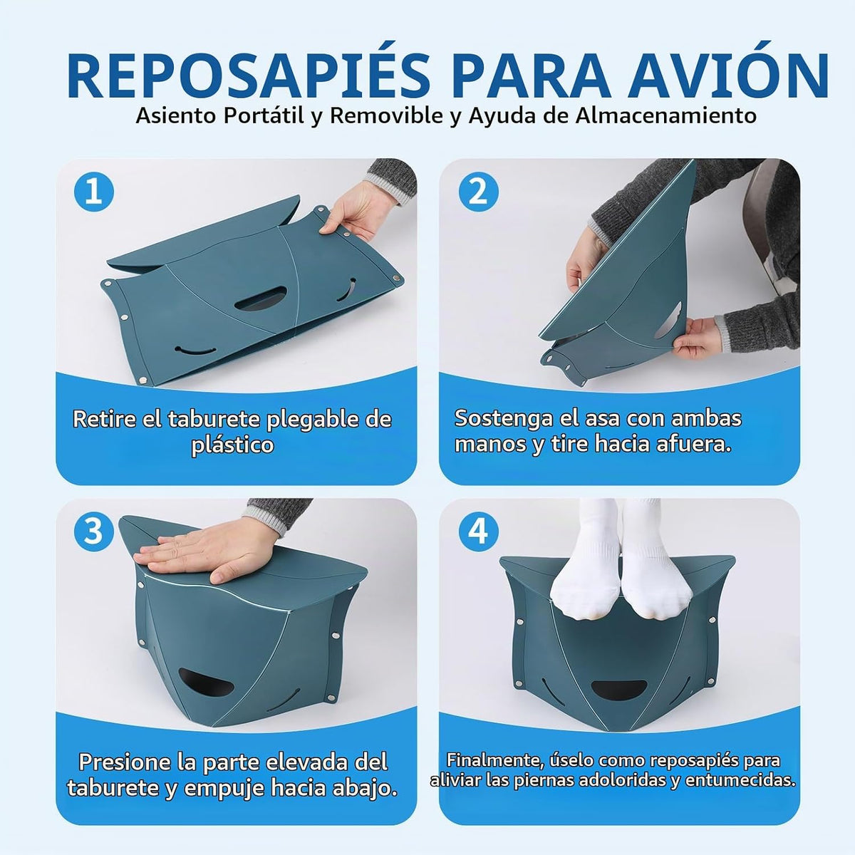 Reposapiés de viaje para avión y oficina, taburete portátil debajo...