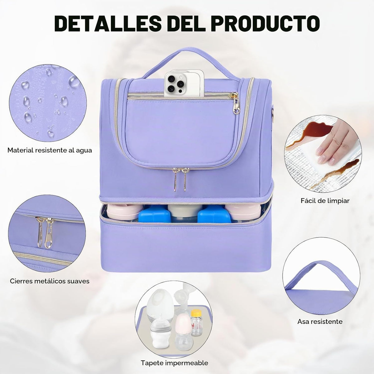 Jaffzora Bolsa de extractor de leche portátil con compartimento enf...