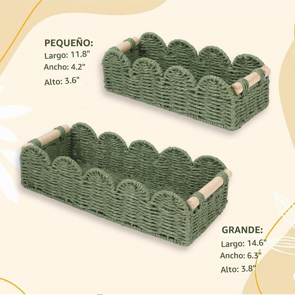 Juego de 2 cestas de almacenamiento de cuerda de papel con asas de...