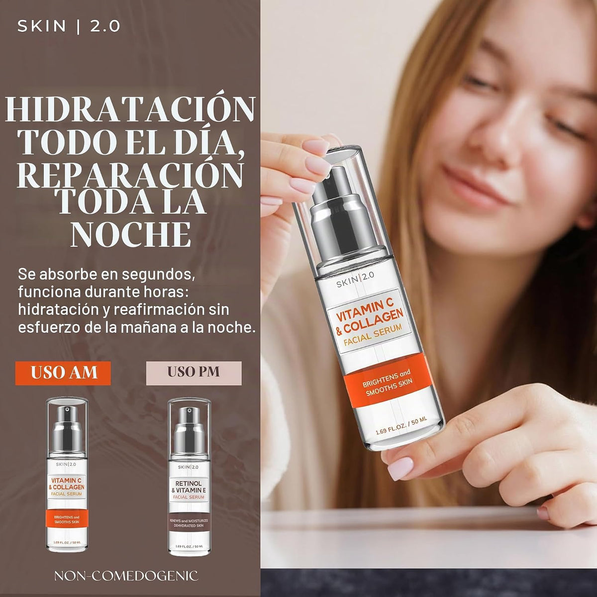Skin 2.0 Retinol y vitamina E + colágeno y suero de vitamina C para...
