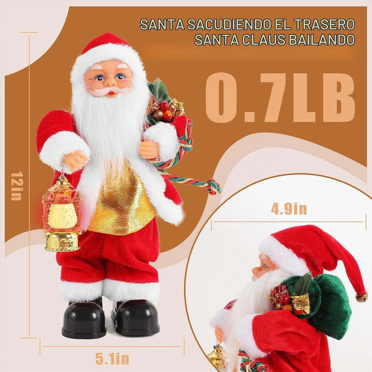 Gfilay Papá Noel bailarín animado con linterna iluminada y música |...