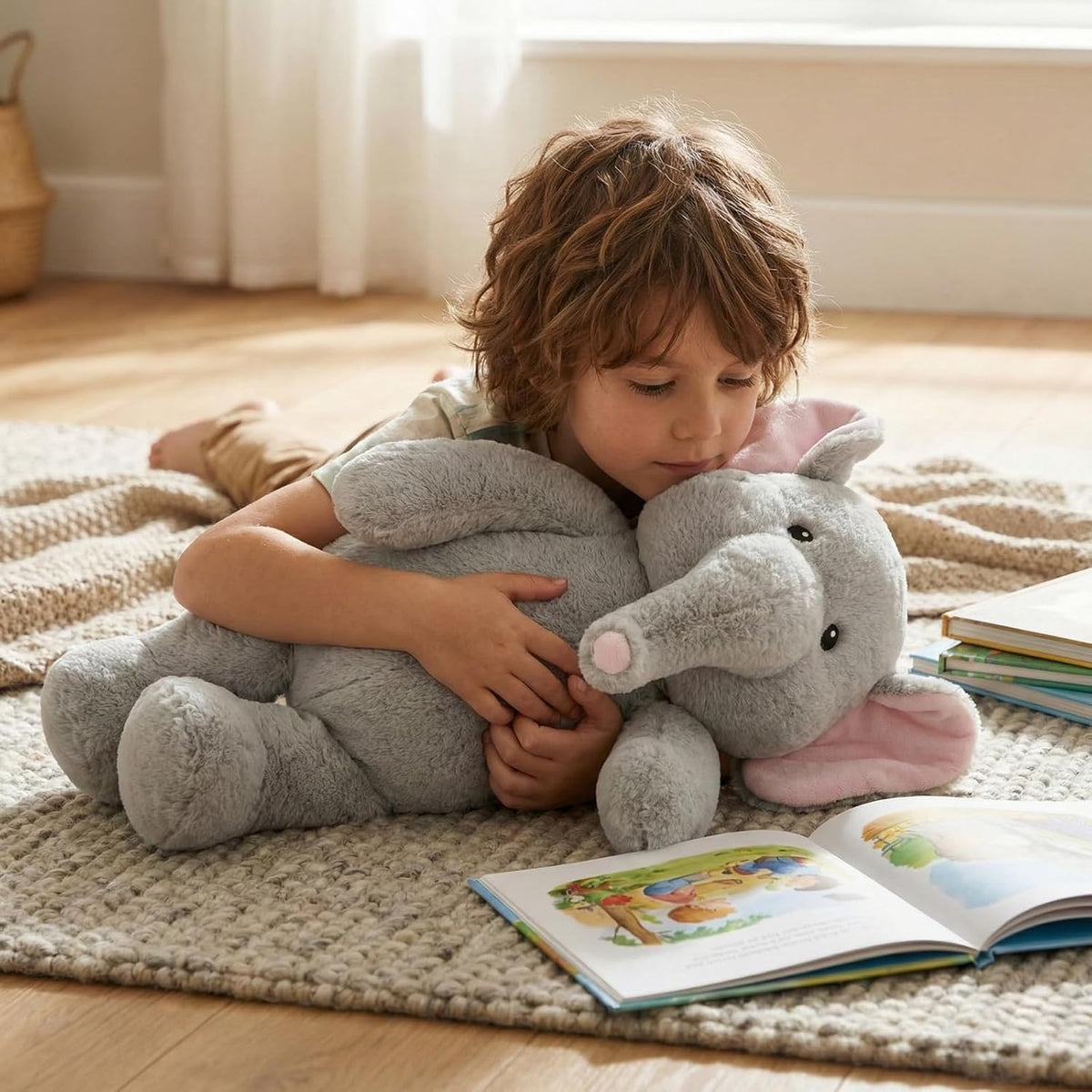 WEIGEDU Juguete de peluche de elefante de peluche aderezable, 24.4...