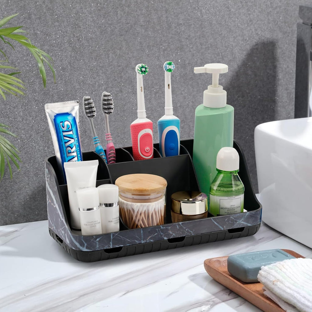 GFWARE Soporte de cepillo de dientes negro de mármol para baños | S...