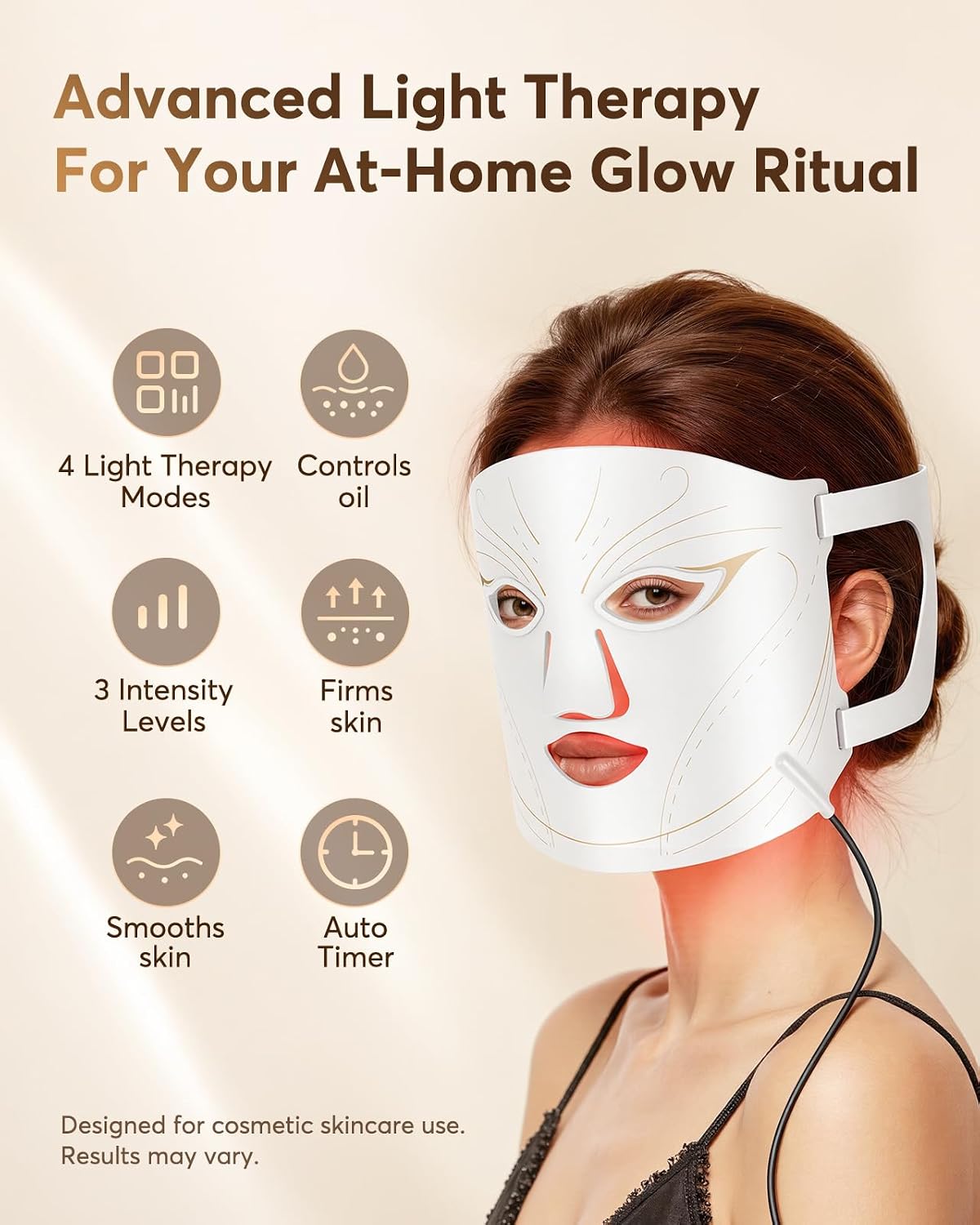 XSSNVV Máscara facial con luz LED roja, terapia de luz LED, máscara...