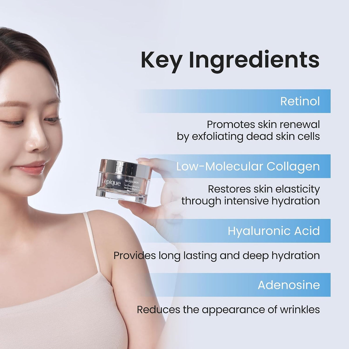 Lepique Crema de noche Retinol - Crema reparadora coreana No.1, 1.6...