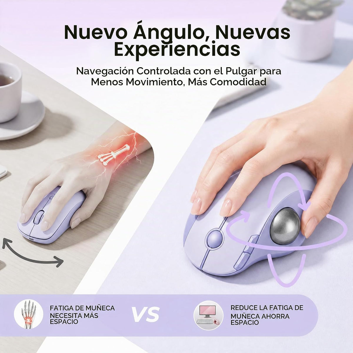 seenda Ratón inalámbrico Trackball, ratón ergonómico Bluetooth, col...
