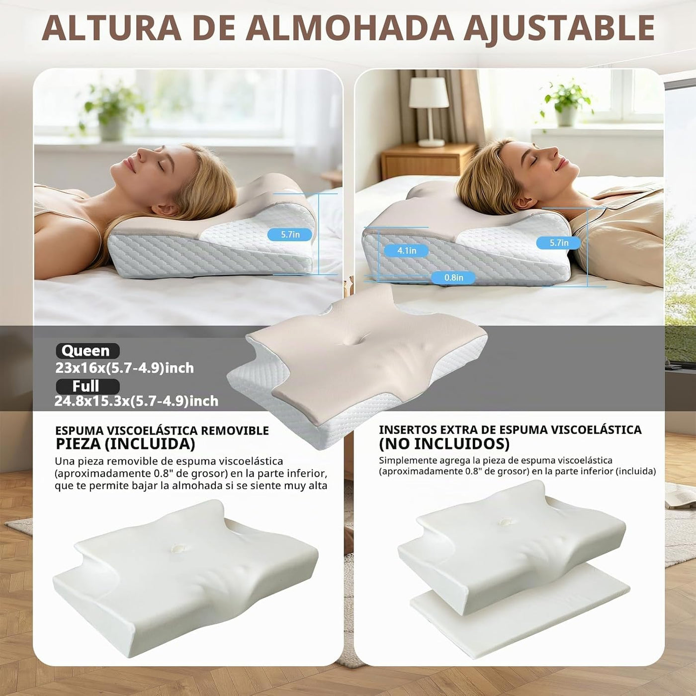 Almohada cervical para el cuello para aliviar el dolor, almohada er...