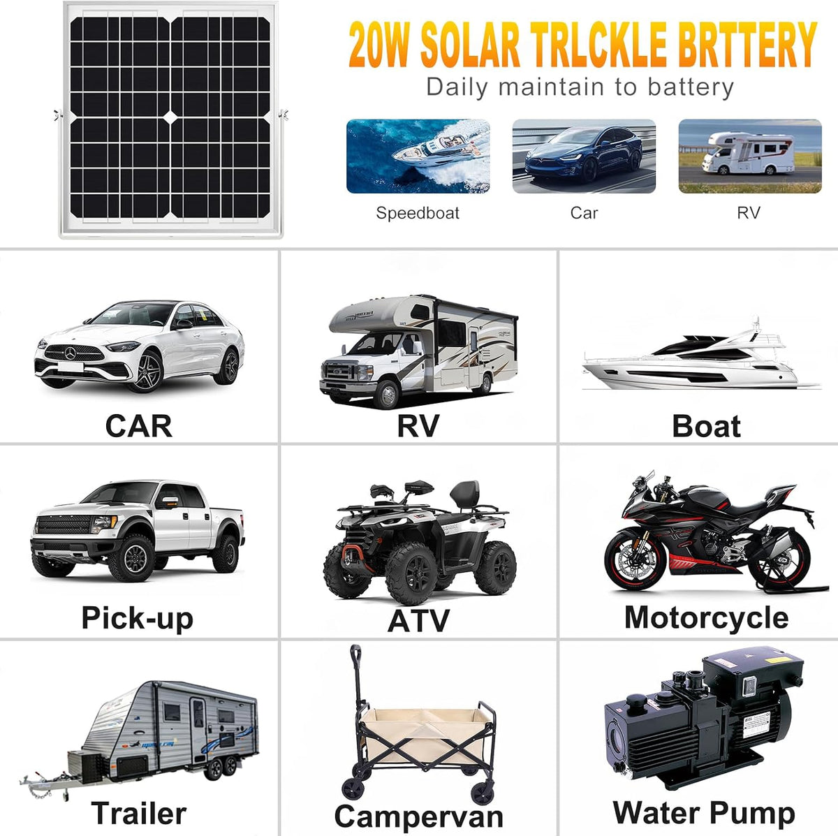 SOLPERK Kit de panel solar, cargador de batería solar impermeable +...