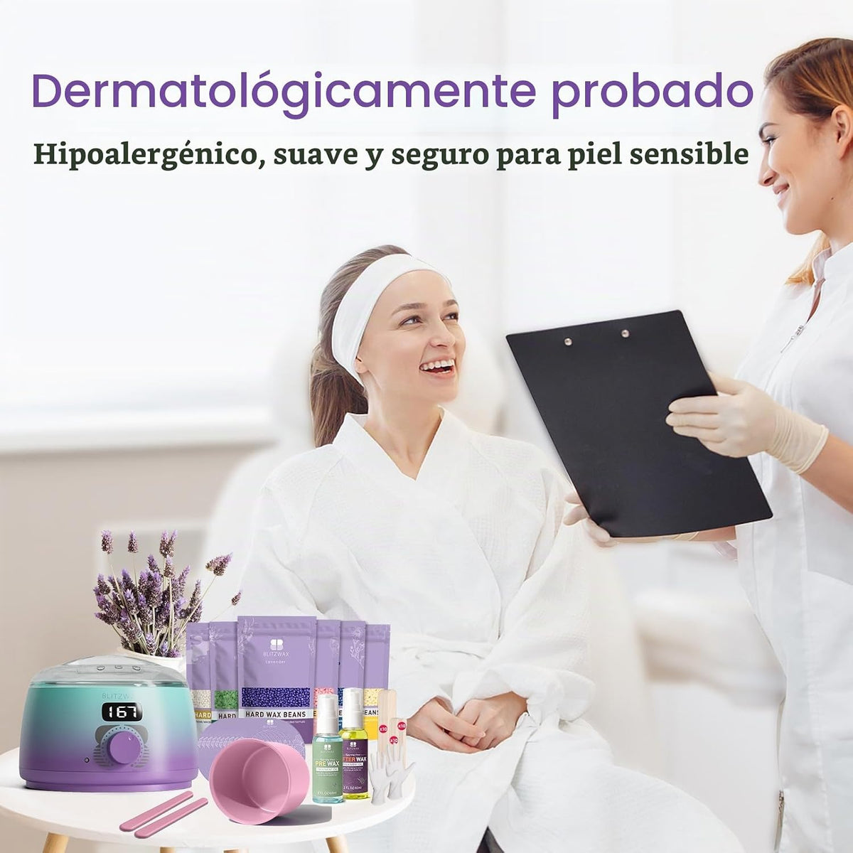 BLITZWAX Kit de depilación brasileña y bikini para mujer, calentado...