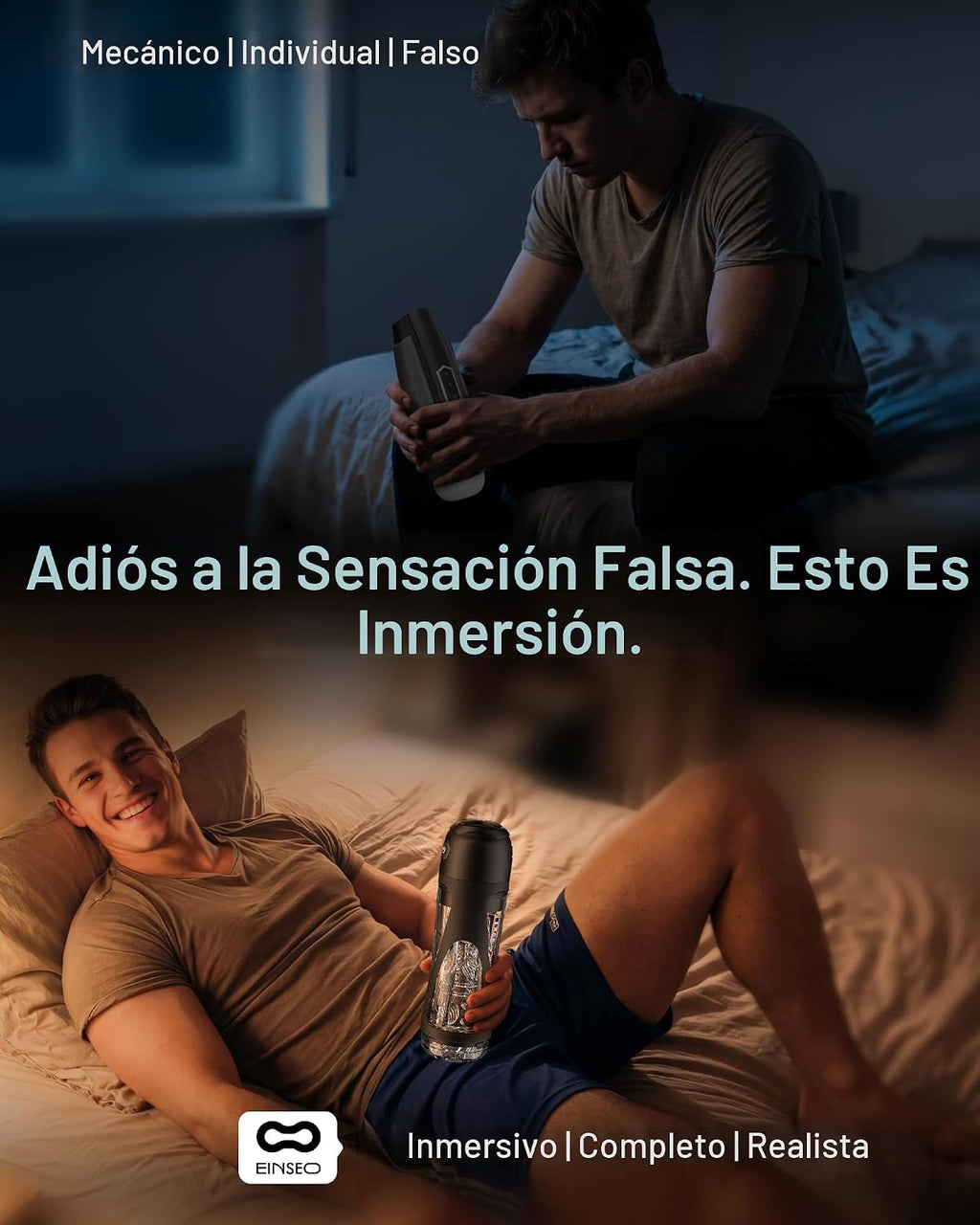 EINSEO Masturbador masculino de succión con manga de 18 cm de profu...