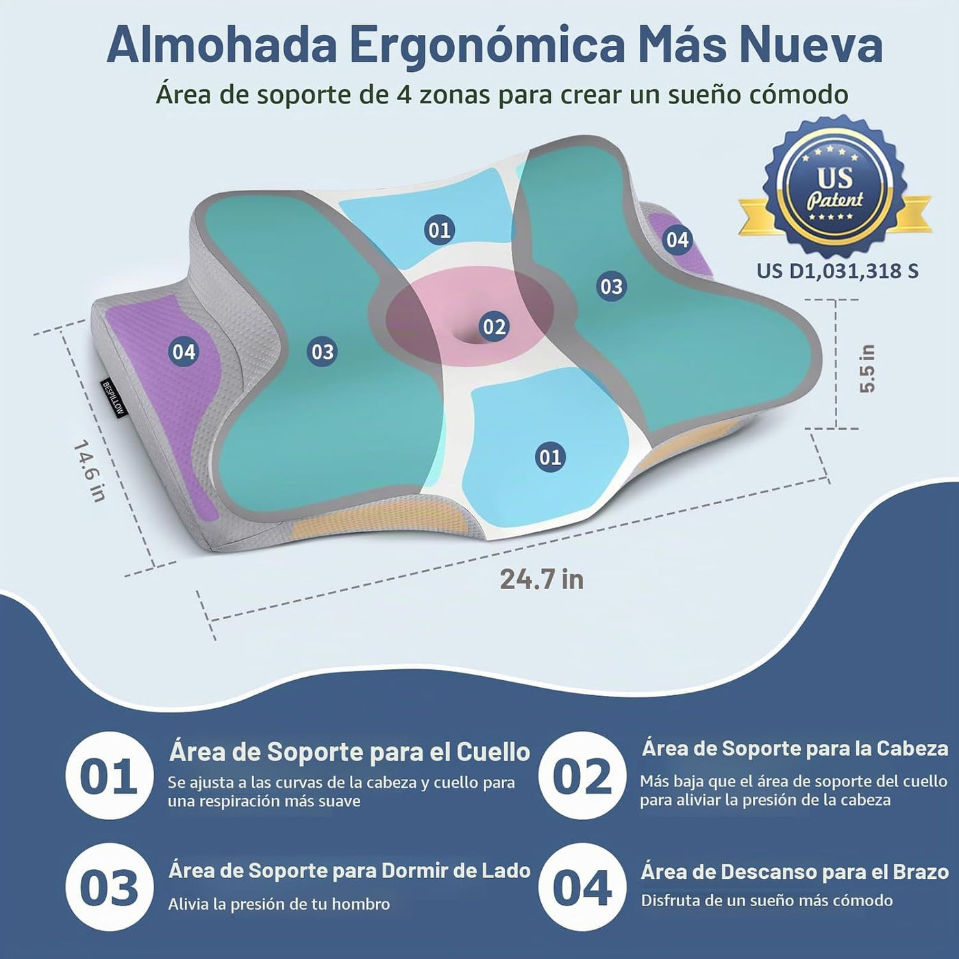 Almohada cervical para aliviar el dolor de cuello, almohada cervica...
