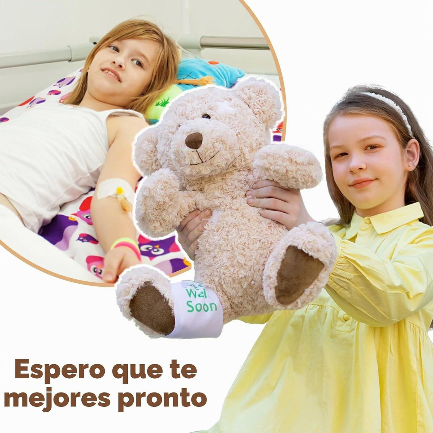 Muiteiur Oso de peluche Get Well Soon de 13.8 pulgadas, animal de p...