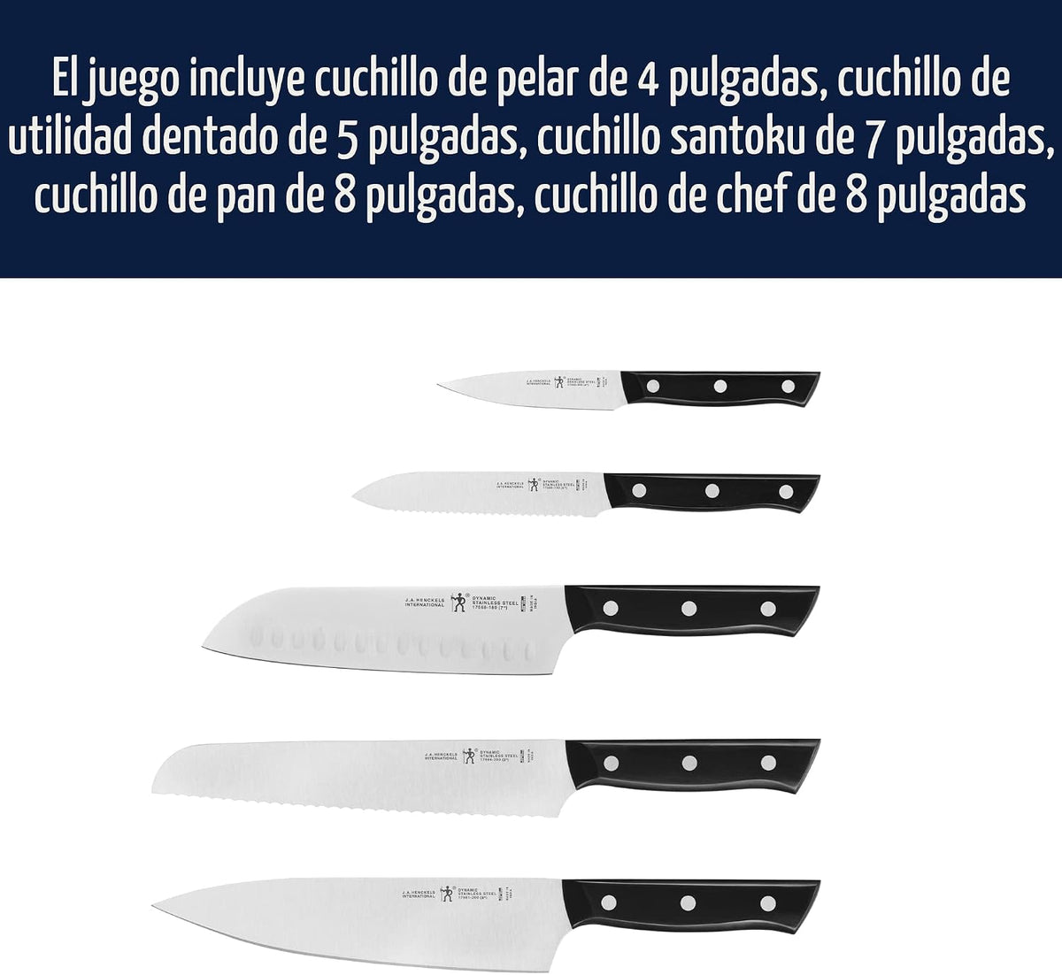 Henckels Juego de cuchillos dinámicos de 5 piezas con chef, pan, ut...